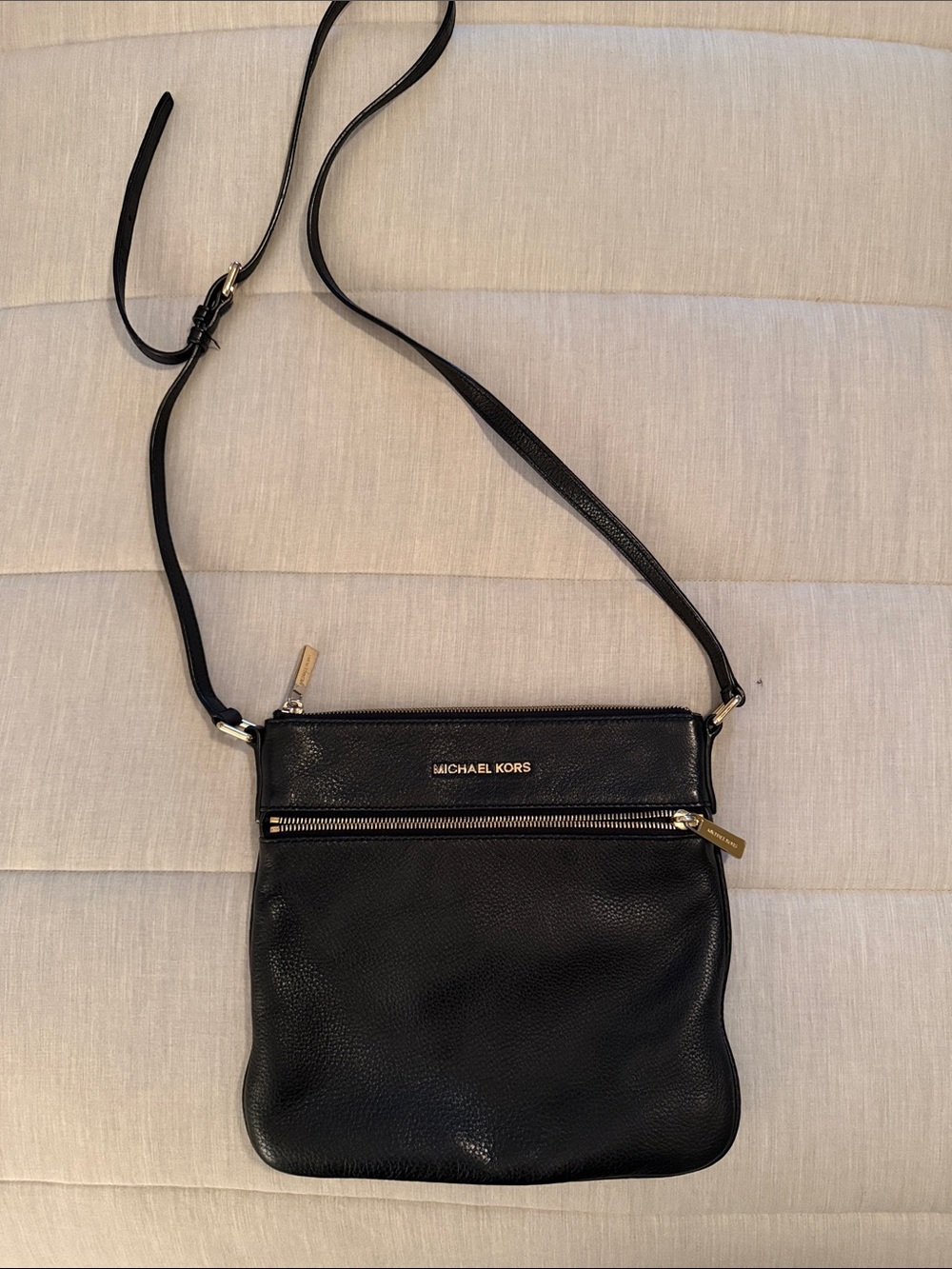 Michael Kors Black Leather Crossbody with Gold Hardware